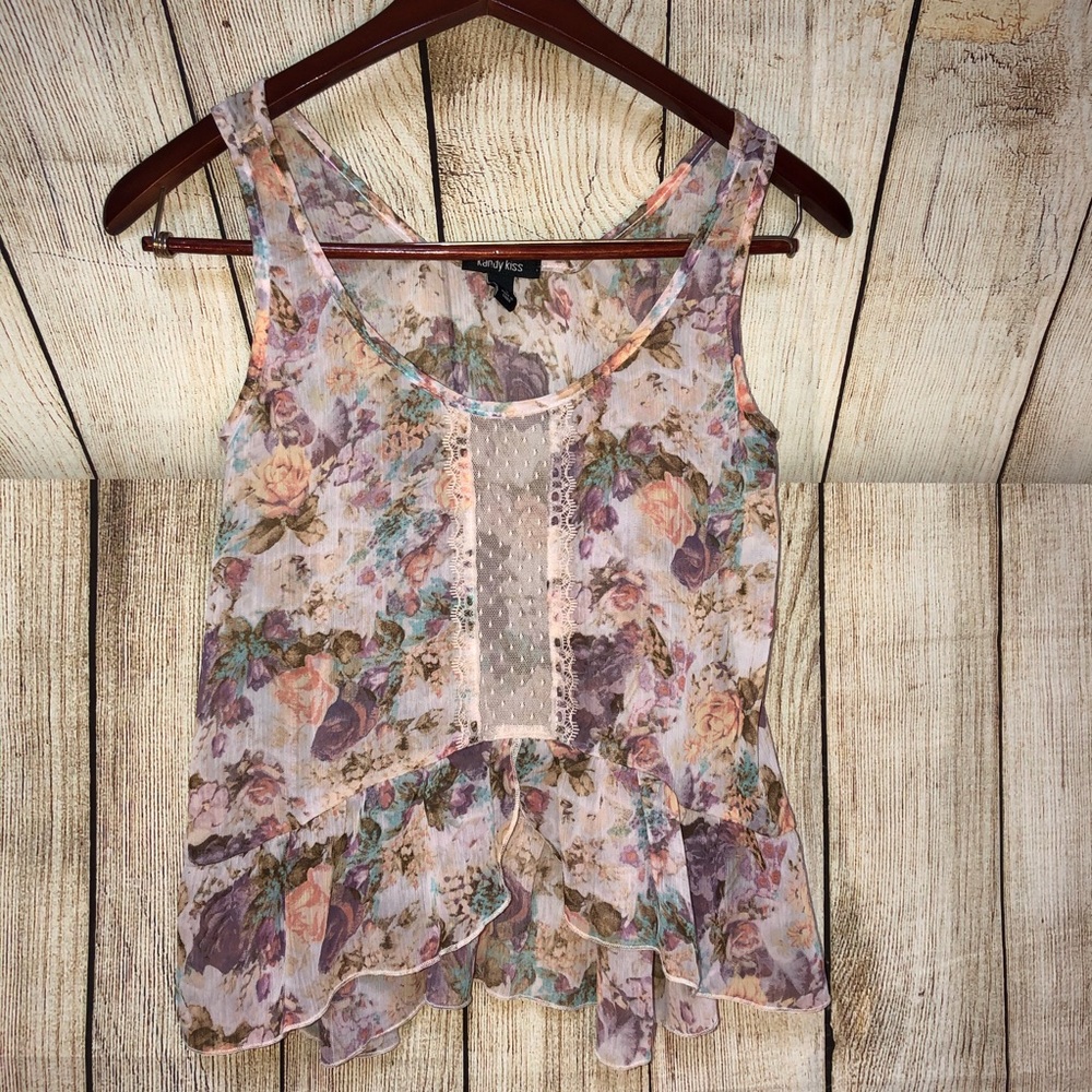 Small Floral Summer Small Crop Top Flowy Beachy - Picture 4 of 8